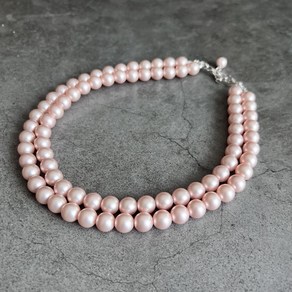 인디핑크 10mm 두줄 목걸이 Silver 925 Indian Pink 10mm 2 strands Pearl Necklace Silver 925