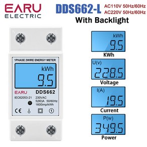 단상 LCD 디지털 에너지 미터 리셋 0 kWh 전압 전류 소비 전력 카운터 전기 와트미터 220V 딘 레일, [04] AC110V 60Hz, 1개