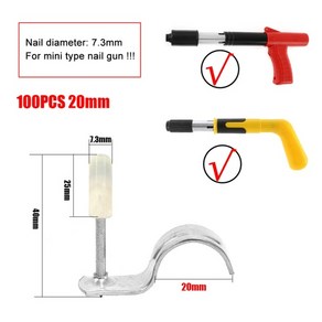 업데이트 버전 수동 미니 스틸 네일 건 자동 슬래그 소음기 기어 조정 전원 천장 벽 고정 리벳 건 도구, 100pcs 20mm 손톱, 100개