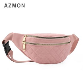 AZMON 레트로 마름모자수 여성 힙색가방 0.11kg 초경량 용량2.5L