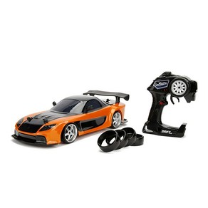 Jada Toys 분노의 질주 Hans Mazda RX7 드리프트 RC 자동차 110 스케일 2.4Ghz 리모컨 오렌지 블랙 바로 실행 USB 충전 표준 99700