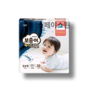 보솜이 메가드라이 팬티형 기저귀 여아용, 점보형(2XL), 160매