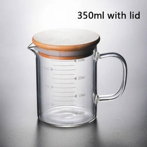 가정용 있는 측정 식품 주방 비커 250-1000ml 실험실 주전자 머그잔 유리 컵 손잡이가 밀크티 뚜껑 및 등급, 350ml, 1개