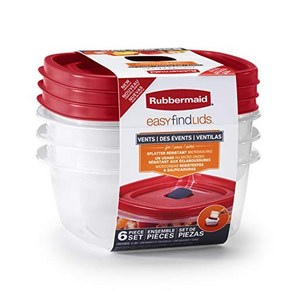 Rubbemaid Easy Find Lids Food Stoage and Oganization Contai Rubbemaid 쉽게 찾을 수 있는 뚜껑 식품 보관 및 정리 용, 6 Piece, Red, 1개