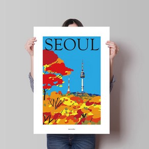 가을 남산 M 디자인 포스터 서울, A3(중형), 프레임색상