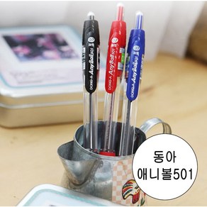 동아 애니볼501볼펜 1.6mm 1타 노크식 애니볼 유성 두꺼운볼펜, 적색1.6mm, 12개