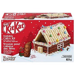 네슬레 KITKAT 킷캣 초콜릿 캔디 크리스마스 통나무 캐빈 키트 829g 캐나다 발송, 1개