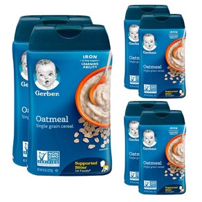 거버 싱글 그레인 시리얼 어린이 미음 227g, 오트밀 (Oatmeal), 6개