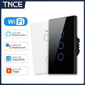 무선스위치 TNCE Tuya US WiFi 스마트 벽 스위치 1/2/3/4 갱 중성선 터치 센서 LED 전등 홈 Alexa Google Home, 5.Blakc 1Gang, 5.Blakc 1Gang  TNCE