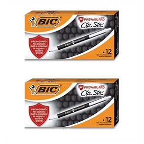 BIC PevaGuad Antimicobial Ballpoint Pen 빅 향균 볼펜 검정 블랙 1mm 12개입 2개