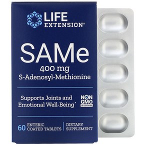 라이프익스텐션 SAMe 400mg S-아데노실-메티오닌 엔테릭 코티드 타블렛, 60정, 1개