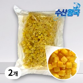 수산왕국 냉동 황도 복숭아 다이스 큐브, 2개, 1kg