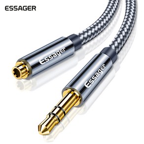 ESSAGER 몬스터 AUX 3.5mm 헤드폰 이어폰 연장 케이블, 0.5m, Gey