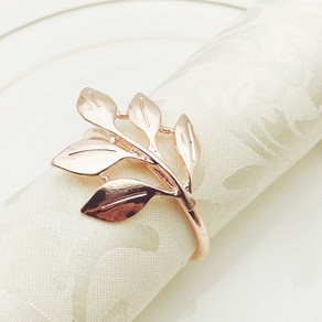 웨딩포 냅킨링 로즈골드 메탈 리프5 Napkin Ring ose gold metal leaf 5, 1개