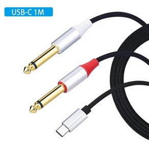 태블릿 노트북 전화 앰프용 어댑터 케이블 Y 분배기 USB C 타입 듀얼 6.35mm 1/4 인치 TS 오디오 코드, Type-C 1M, 1개, 01 Type-C 1M_01 CHINA