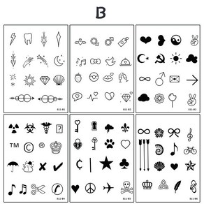 떨샵 미니 흑백 반영구 타투스티커 방수 감성헤나 패션문신 6장 92번