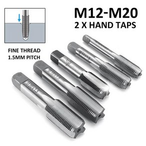 금속 플루트 1.5mm 1 탭 가공 직선 피치 쌍 나사산 M12-M20 탭 메트릭 액세서리용 나사산 미세 오른손 핸드, 1개