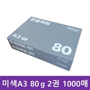 한솔복사용지 미색A3 80g 1 000매(2권), 2권, A3