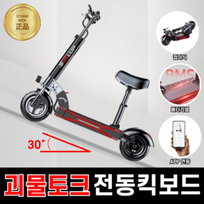 스톰킥 고성능 전동 킥보드 접이식 스쿠터, 1개, 딥블랙, 60V 500W 25.0Ah