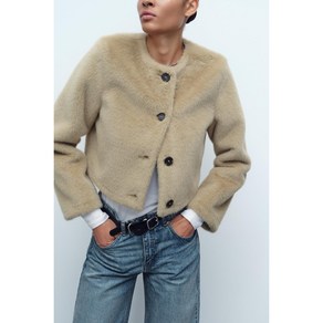 zara 여성 의류 인조 모피 효과 숏 기장 재킷 6318269