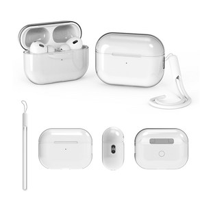 포카모리 AirPods Pro2 에어팟 프로2 2세대 투명 케이스+실리콘 스트랩