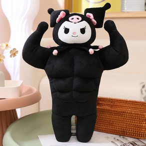 쿠로미 근육 인형 머슬 산리오 큰인형 대형 애착, 50cm, 블랙 쿠로미, 1개