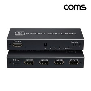 Coms OU938 HDMI 4:1 선택기 셀렉터 8K 60Hz 4입력 1출력 수동 스위치, 1개