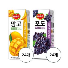 [블루존] 델몬트 포도190ml 24팩+망고 190ml 24팩 세트, 190ml, 48개