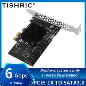 TISHRIC PCI E SATA 3 0 1x 에서 2 6 10 16 포트 확장 카드 익스프레스 멀티플라이어 SATA 컨트롤러 카드 부팅 기능 추가 6Gbps, PCIE 1X to 6 Sata, 1개