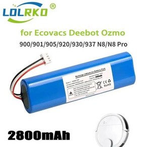 로봇 진공 청소기용 교체 배터리 Ecovacs Deebot Ozmo 900901905920930937N8N8 Po 리튬 이온 14.4V 6800mAh, 1개