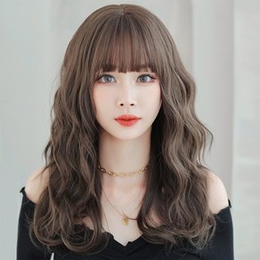 하이유니 리리안 플라워펌 긴머리 헤어 가발 53cm, 쿨브라운 - 통가발+거치대+헤어망, 1개