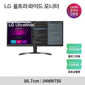 LG전자 WQHD 울트라 와이드 모니터, 86.7cm, 34WN750