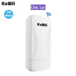 KuWFi 2.4G 무선 브리지 300Mbps 야외 CPE 와이파이 신호 PTP 장거리 24V PoE 전원 IP65 방수 AP 리피터 모드, 7) AU Plug  White1PC, 1개