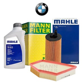 BMW 엔진오일 교체 세트 520d 525d F10 디젤 MANN MAHLE 10년-16년, 15-16년 B47, 말레5W30 5L+오일필터+에어필터, 1개