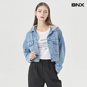 비엔엑스 여성용 데일리 후드 크롭 심플 데님 자켓 BU3JK003L0