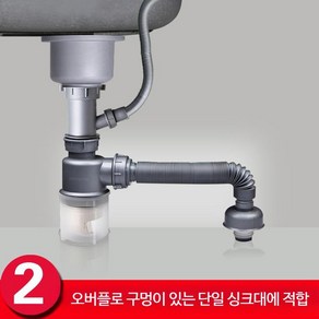 주방 음식물 쓰레기 처리기, 오버플로가있는단일싱크대