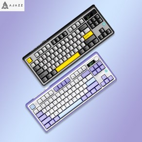 [성의] AJAZZ AK870 87키 자축 기계식 키보드 RT설정지원 PBT키캡 Gasket구조 전키핫스왑DIY 알루미늄위치판 RGB램프 bottom구조+전키무충격, 유선버전, 노란자석축(마그네틱축/50+-5GF), 화이트퍼플