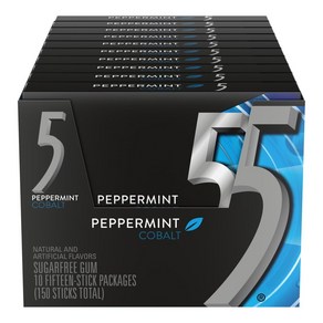 5껌 페퍼민트 코발트 무설탕 껌 10팩/ Wigley's 5 Gum Cobalt Peppemint (15 ct. 10pk.), 1개, 433.7g