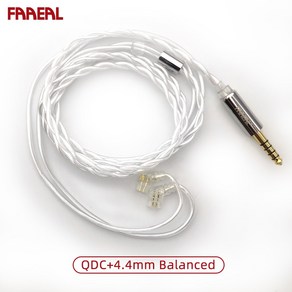 FAAEAL 헤드폰 케이블 0.78mm/QDC/S/C 핀 3.5/4.4mm 은도금 업그레이드 라인 BL03 KZ Casto TRN MT4 TANGZU WANER 케이블용, Silve, QDC, 4.4mm, 1개