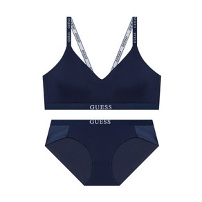 게스 GUESS UNDERWEAR 쿨링 스퀘어폼 브라렛 팬티 세트 - 네이비