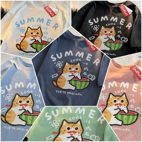 [YUEYO] 26수 면티셔츠 고양이 반팔티 수박먹냥 SUMMER