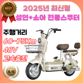 [주행거리 65km]모빌리아 2인용 전기자전거 전기스쿠터 전동킥보드 밝은색상 도난방지 고속충전가능 자동차급 리튬베터리 대리운전 축산 꽃집 배달용, 골드베이지, 스틸