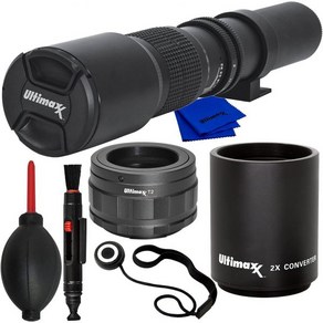 캐논 EOS R RP 미러리스 카메라용 Ultimaxx 고출력 500mm컨버터 1000mm 포함 f8 수동 멀티 코팅 프리셋 망원 렌즈 키트 - 포함T-마운트-캐논 RF-마운트, 1개