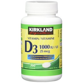 (Twin Pack) 2 x Kikland Signatue Vitamin D3 1000IU/25 (트윈 팩) 커클랜드 시그니처 비타민 D3 1000IU/25mcg 2개 360, 1개, 360정