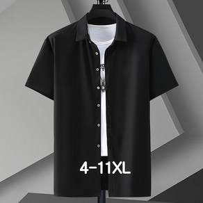 쥬엔리치 4XL-11XL 남자 빅사이즈 반팔 티셔츠 시원한 블랙 흰 캐주얼 셔츠