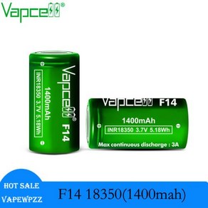 용량 18350 Vapcell 18350 F14 1400mah 3A 배터리 충전식 리튬 온 셀 손전등 장난감용 INR18350 전원 1-10 개, 2개