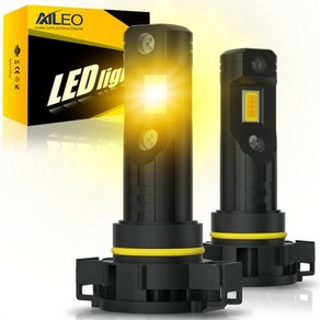 AILEO 자동차 전면 LED 안개등 전구 5202 H16 캔버스 3000K 앰버 옐로우 6000LM 슈퍼 브라이트 12V 24V CSP 2 개, 1) 3000 천개 황금  5202H16EU