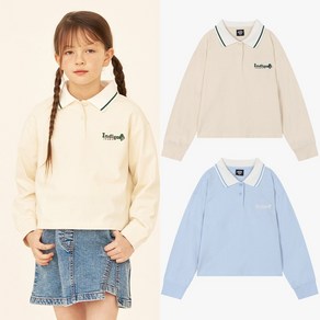 인디고키즈 중계점 *24년 SS신상 50%SALE* 16수 세미오버 크롭 카라티 (2Colo) 깔끔한 컬러 카라 배색 디자인 세미 오버핏 긴팔 카라티셔츠 8~13세