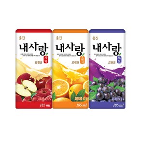 마셔몰 내사랑 드링크팩음료 185ml 사과(24팩)+포도(24팩)+오렌지(24팩) (총72팩), 72개