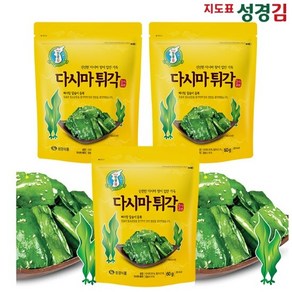 [성경김본사] 지도표성경김 다시마 튀각 60g 3봉, 3개